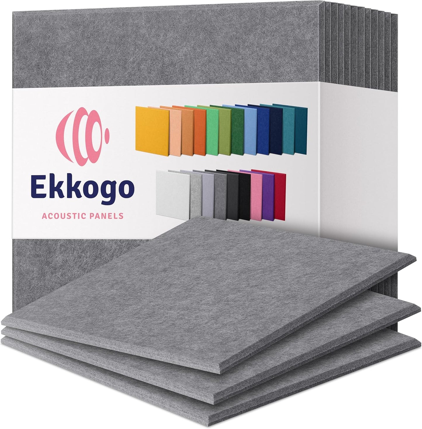 Acoustic Panels - 12 Pack, 12"X12"X0.4" Soundproof Panels - Pebble Gray Square