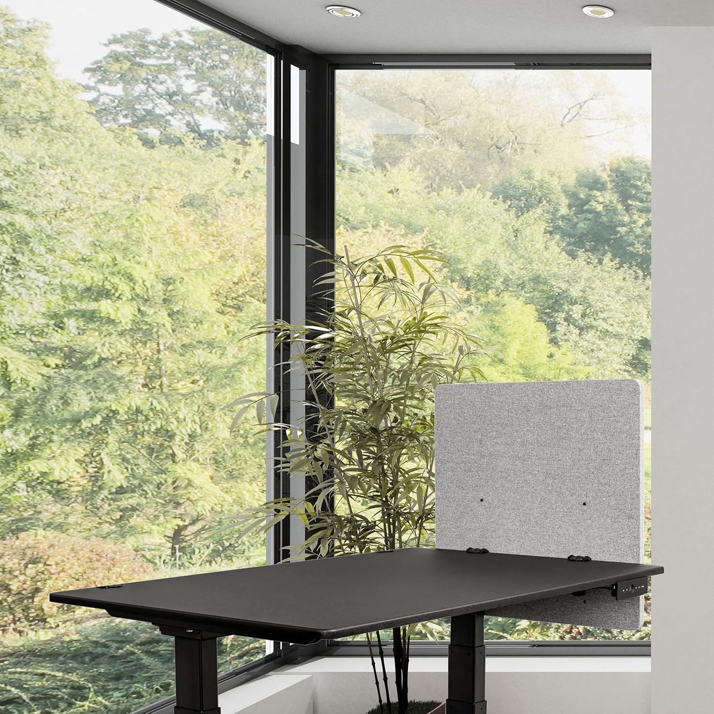 Stand Up Desk Store ReFocus Clamp-on Acoustic Desk Divider Privacy Panel That Reduces Noise and Visual Distractions (Cool Gray, 23.6" x 23.6")