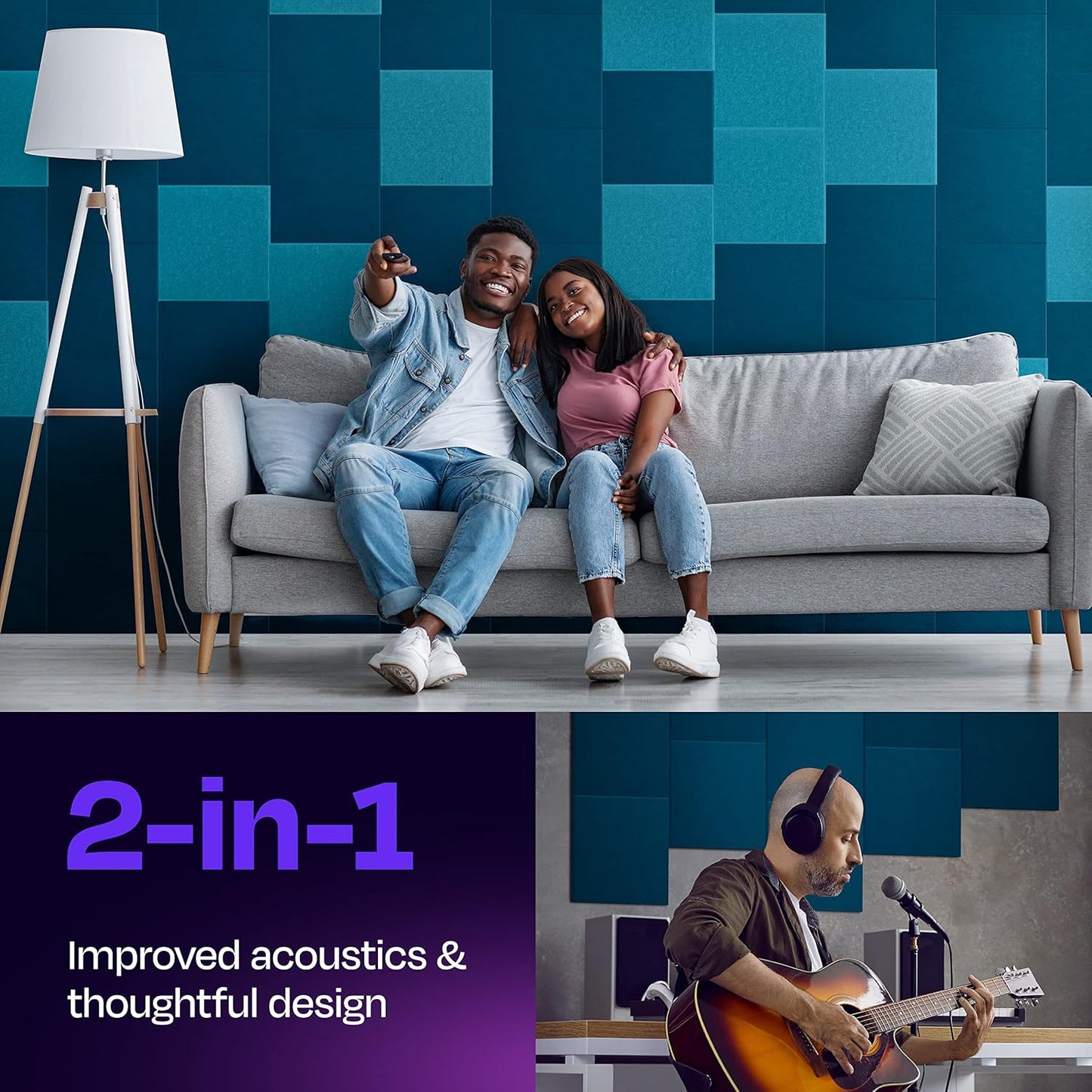 Acoustic Panels 12-Pack Soundproof Wall Panels 12"X12"X0.4" Sound Panels High Density Sound Dampening Panels - [Ocean Turquoise Square]