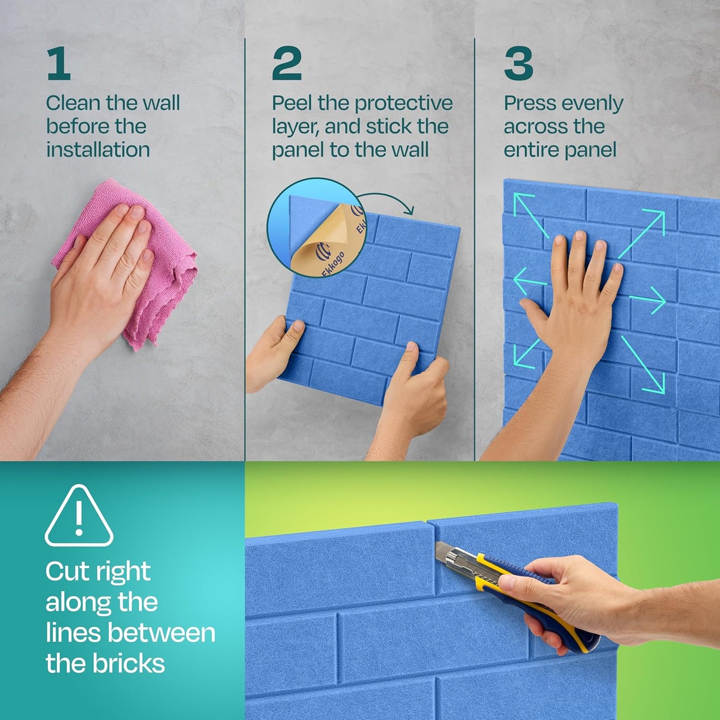 Acoustic Panels 18-Pack Soundproof Wall Panels 12"X12"X0.4" Brick Style Sound Panels Premium Sound Dampening Panels Easy Self Adhesive Installation - [Grand Blue]