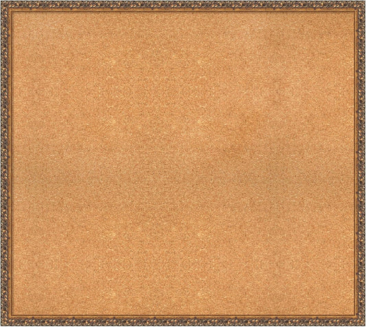 Amanti Art Natural Cork Board for Wall, 34x38 Vision Board with Bronze Frame, X-Large Corkboard Office Decor for Home Organization, Traditional Corkboard Pinboard to Display Items for Home