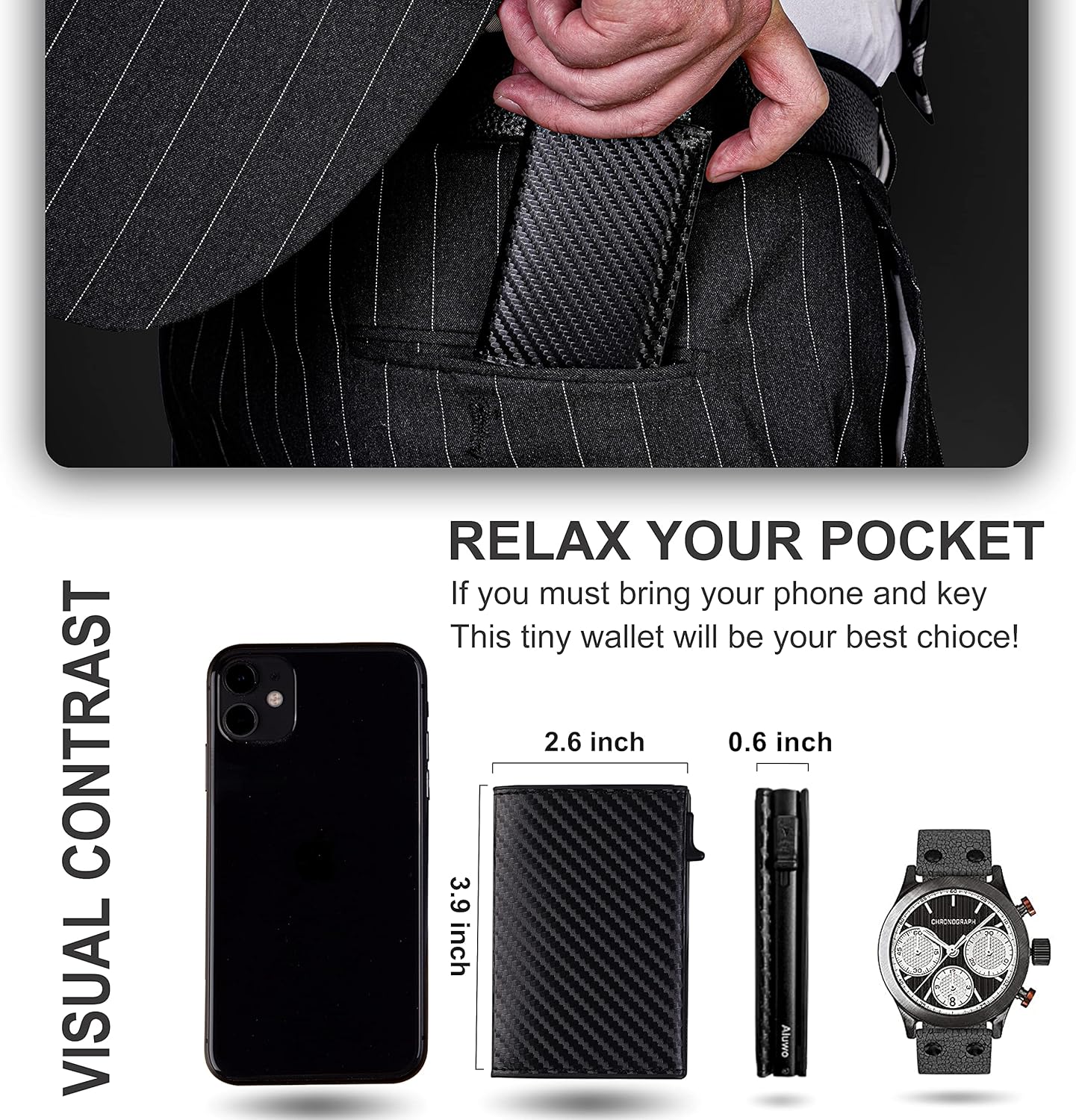 Aiuwo Wallet for Men,Mens Wallet Card Holder,Smart,Slim,Minimalist Wallet,Credit Cards Holder RFID Blocking Wallet (Card Wallet, Carbon Fiber)