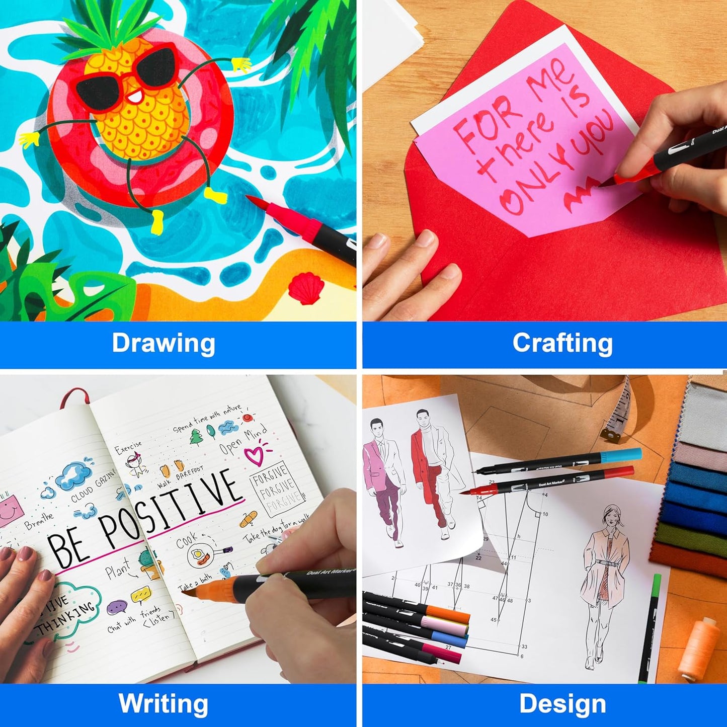 Dual Brush Marker Pens, 36 Colors Art Markers with Fine and Brush Tip Coloring Markers for Adults, Marker for Journaling Calligraphy Drawing Sketching Doodling Illustrating