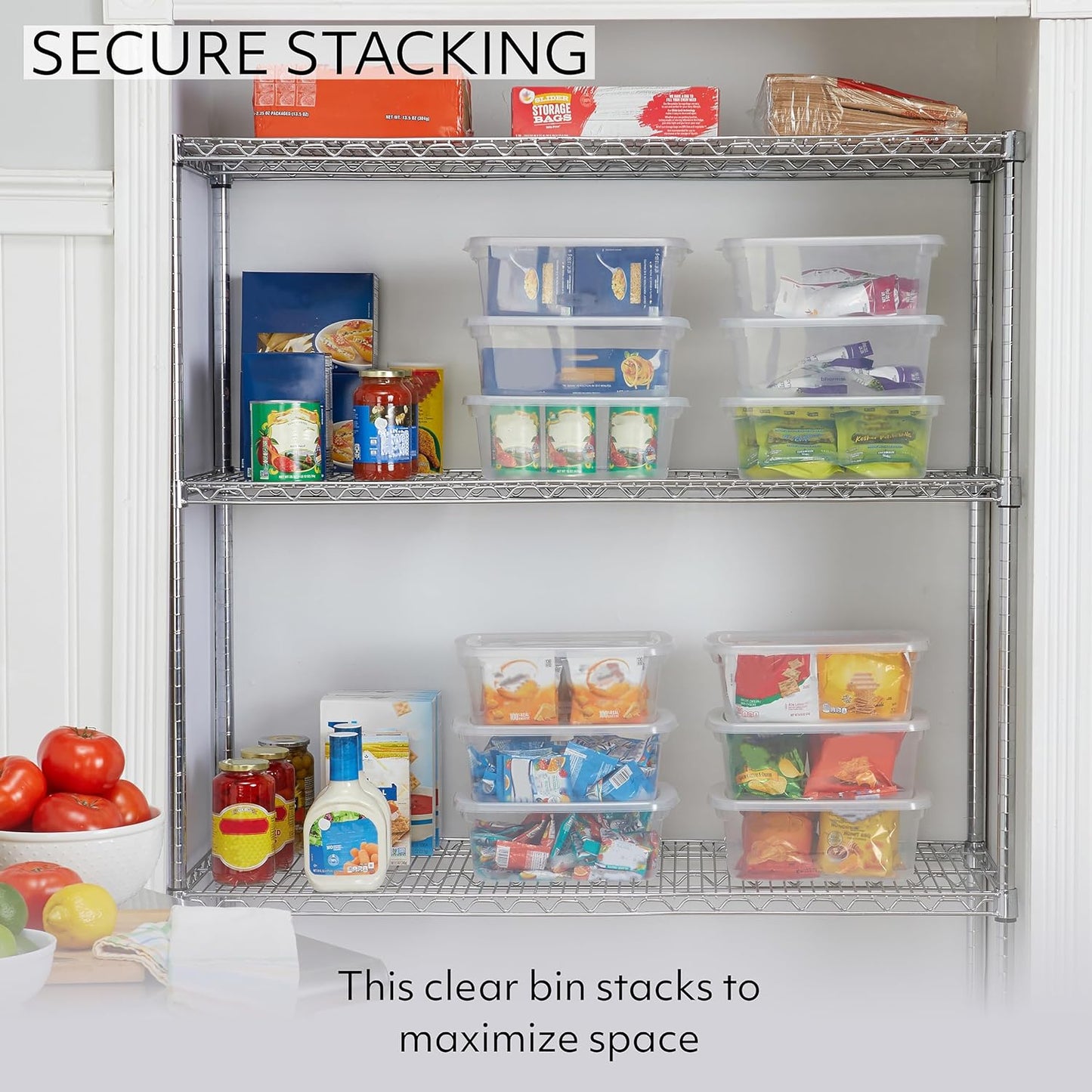 Rubbermaid Cleverstore 6 Qt Clear Storage Bins with Lids, 12-Pack, Stackable, BPA-Free, Made in USA