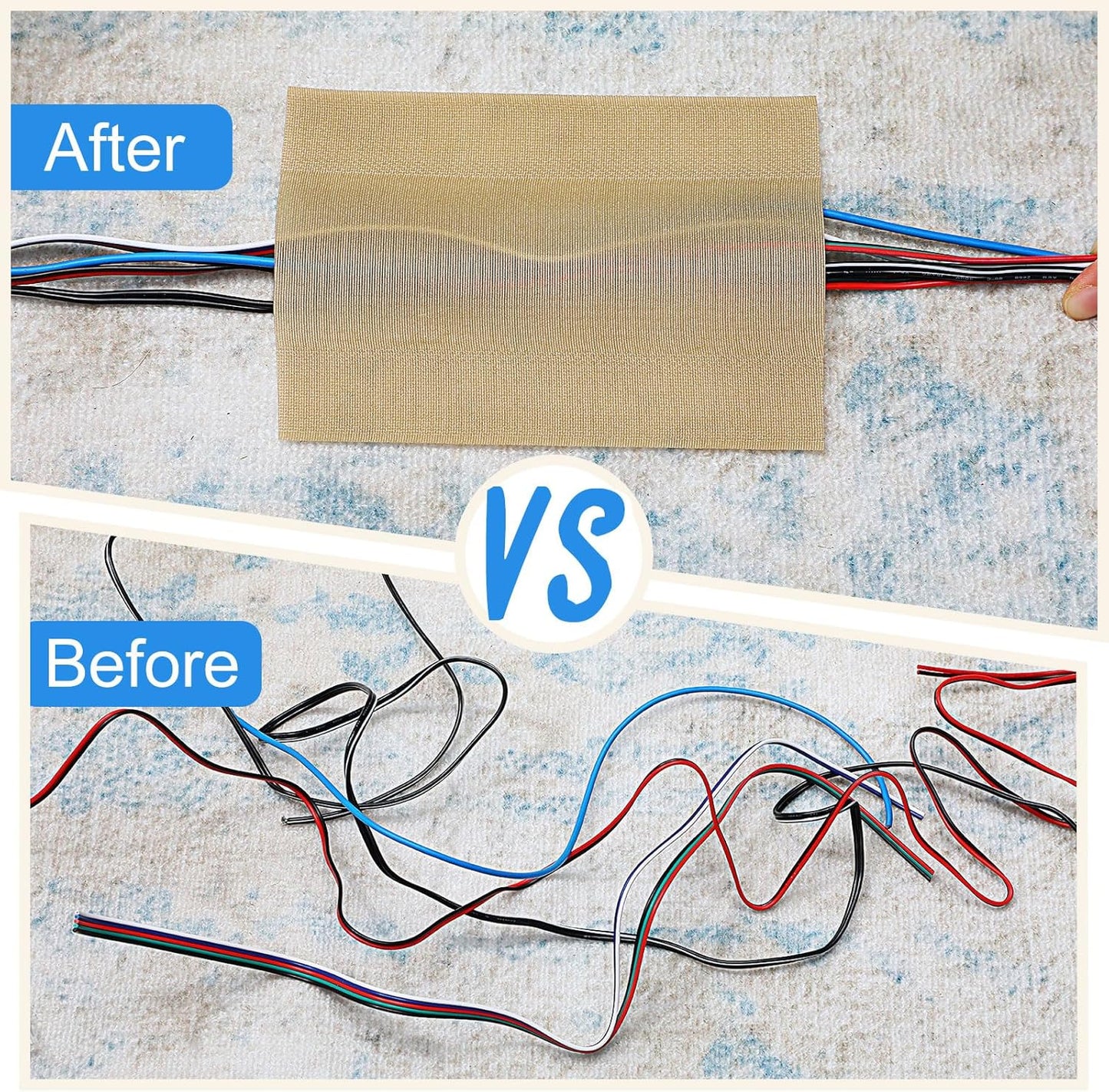 WILLBOND Carpet Cord Cover Cable Grip Floor Cover Cable Protector Management Only for Commercial Office Carpet(Khaki,9.84 ft)