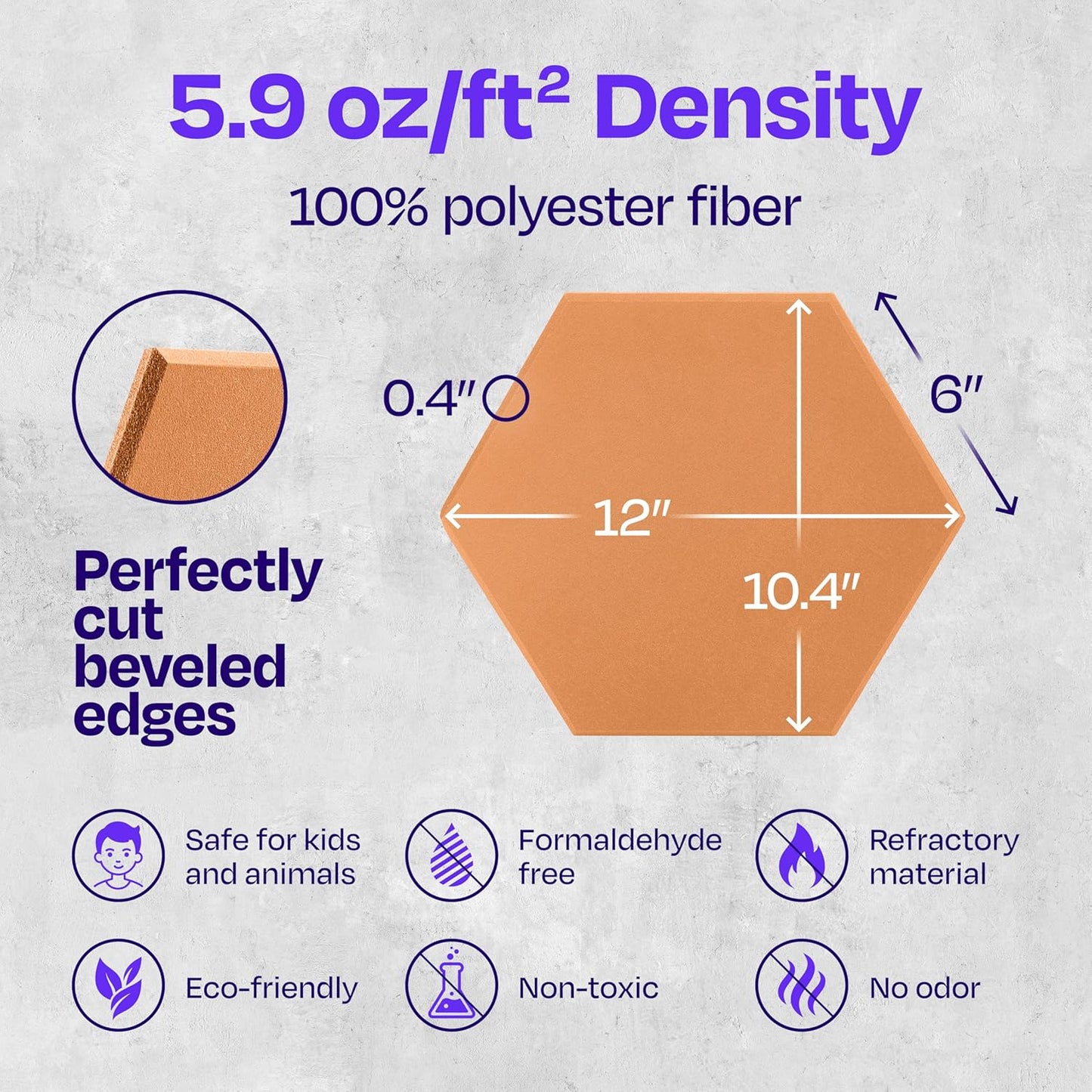 Acoustic Panels 12-Pack Soundproof Wall Panels 12"X10.4"X0.4" Sound Panels High Density Sound Dampening Panels - [70'S Orange Hexagon]