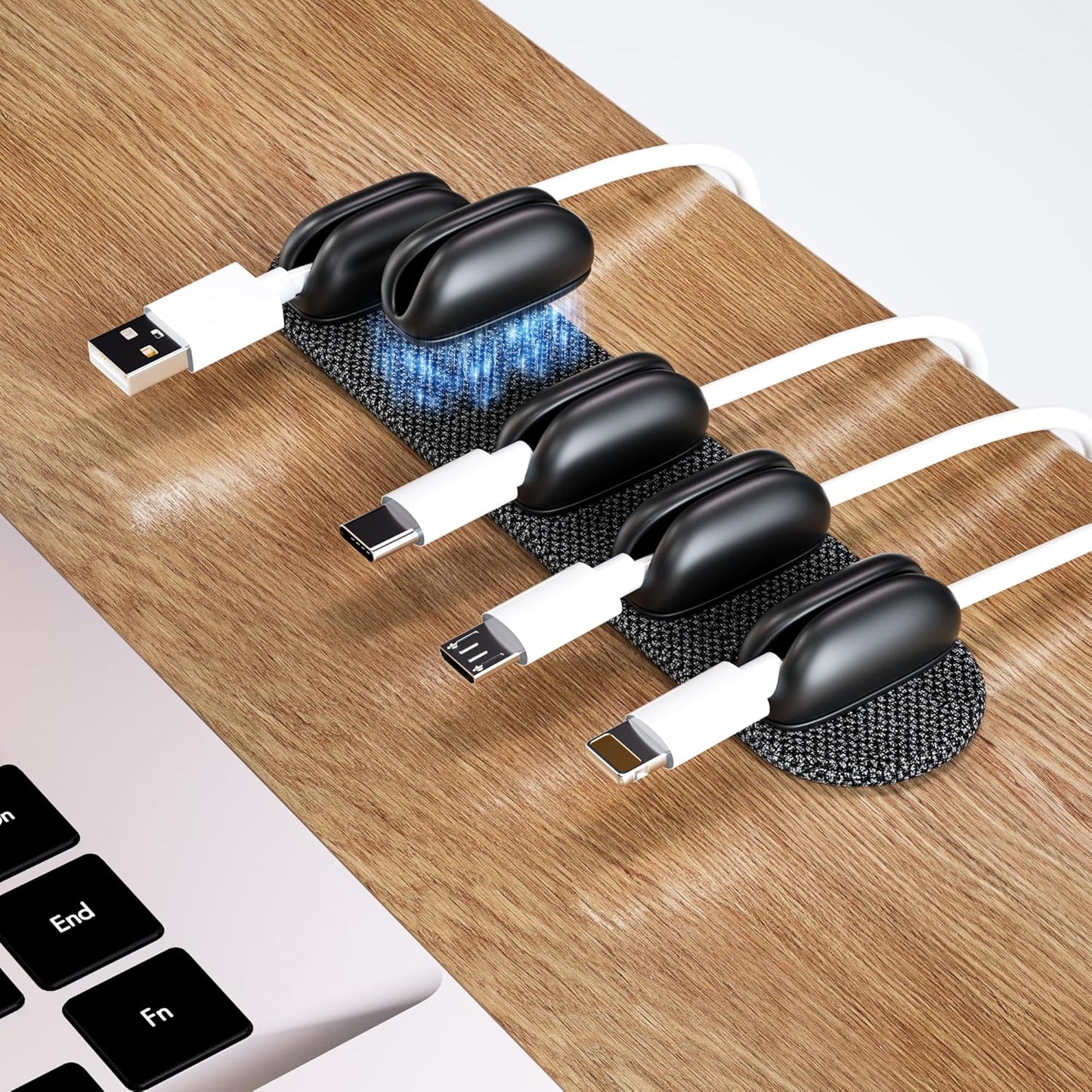 5-Pack Magnetic Cable Clips Cord Organizer - Smoothly Adjustable, Puretor Desk Cable Management Clips. Ideal Wire Holders for Desktop, Nightstand, Wall - Perfect for Home Office, Phone, Car (Black)