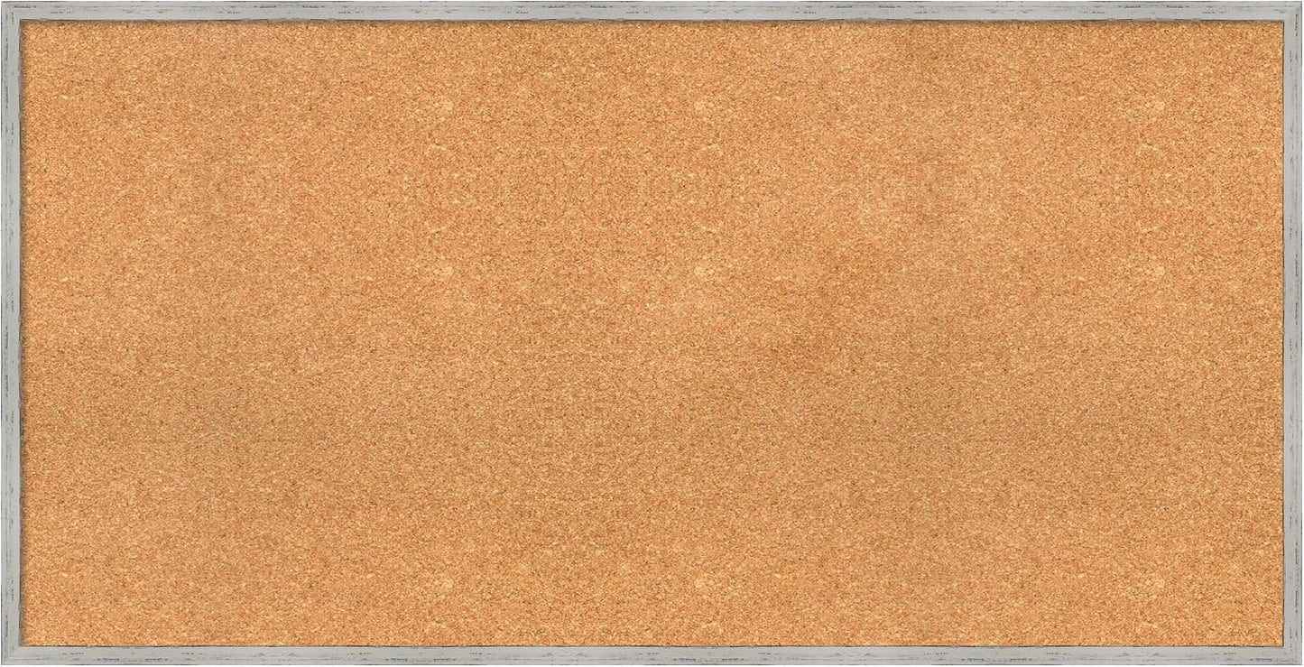 Amanti Art Natural Cork Board for Wall, 25x49 Vision Board with White Frame, Oversize Corkboard Office Decor for Home Organization, Cottage Corkboard Pinboard to Display Items for Home Organization