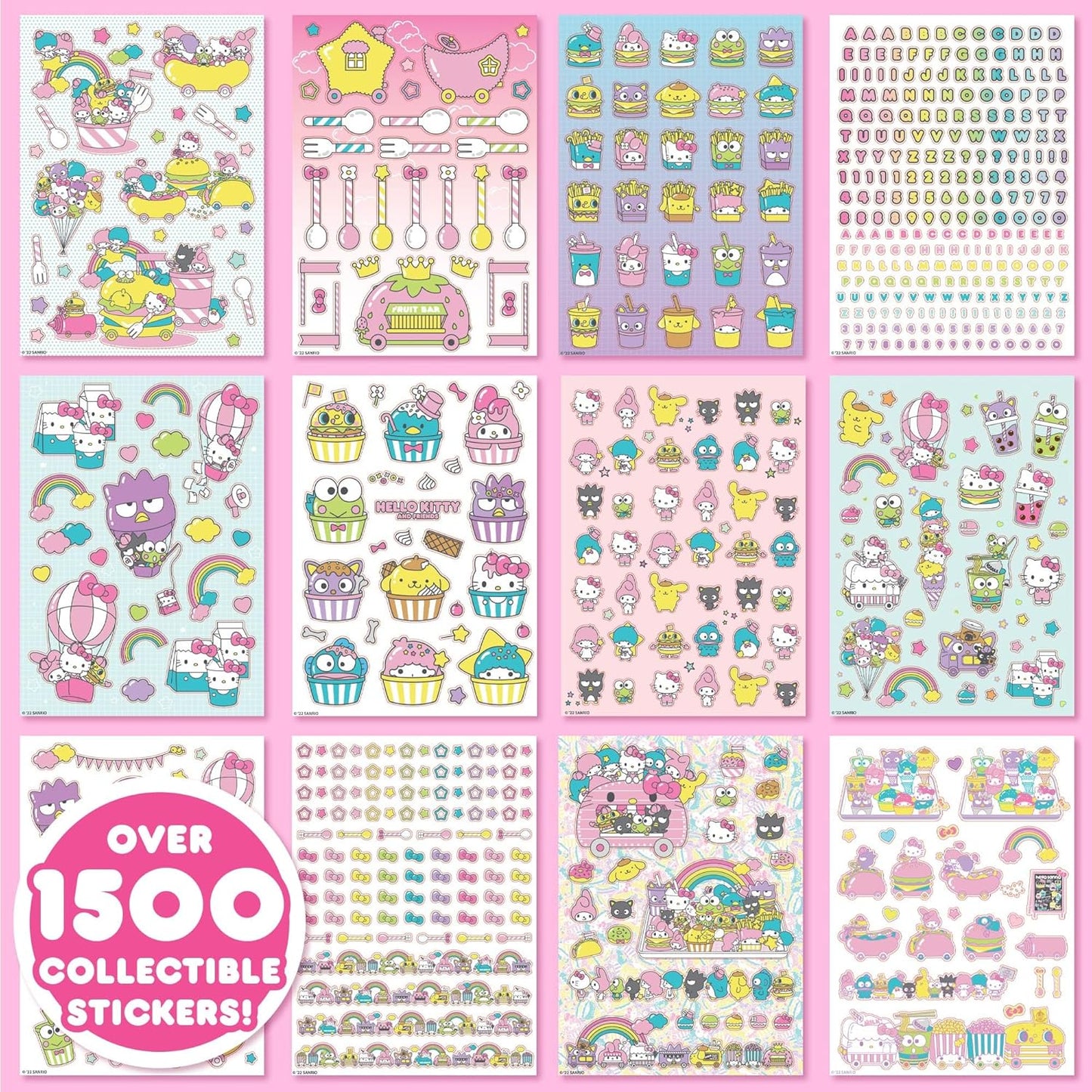 Sanrio Hello Kitty and Friends 1500+ Super Cute Kawaii Stickers, Hello Kitty Chococat My Melody Keroppi Badtz-Maru Pompompurin, Cute Gifts for Kids Teens Girls Adults