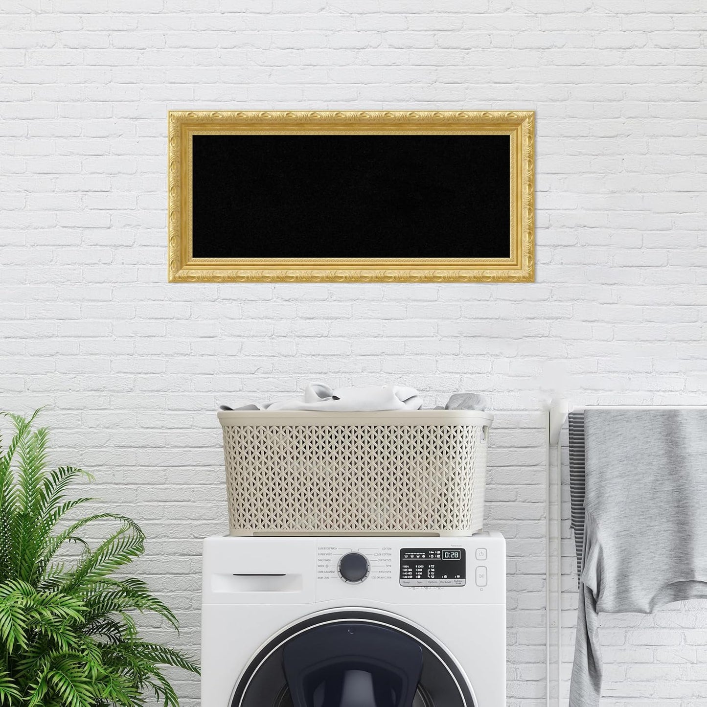 Amanti Art Black Cork Board for Wall, 16x34 Vision Board with Gold Wood Frame, Medium Corkboard Office Decor for Home Organization, Traditional Corkboard Pinboard to Display Items for Home