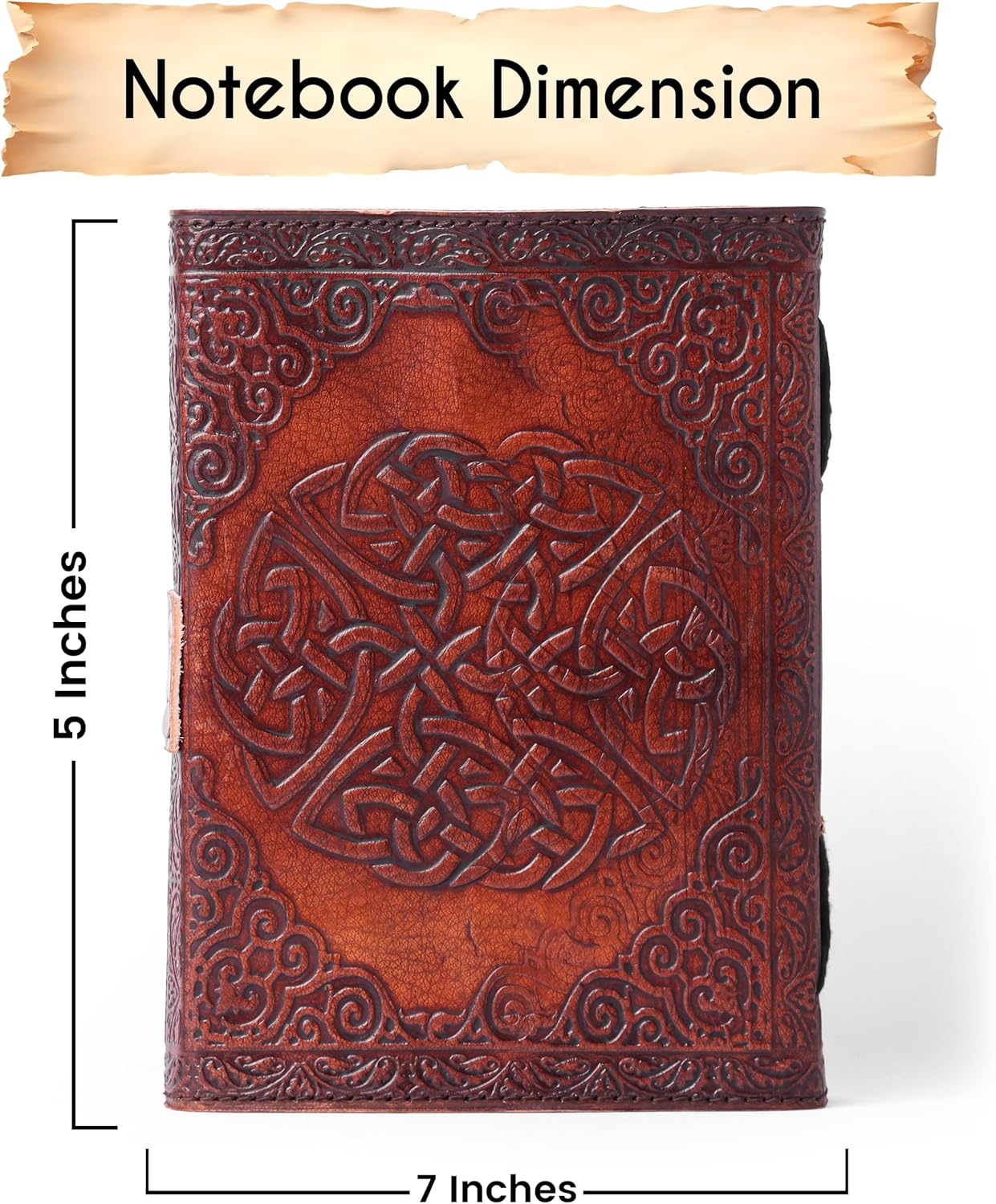 Twin Dragon Embossed Vintage Leather Journal – Book of Shadows Spell Book with Clasp Lock – 200 White Page Antique Deckle Edge Paper – Aesthetic Writing Diary Gift for Men & Women