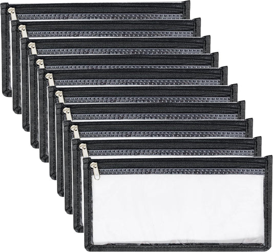 3.9 x 7.8 Clear Cash Register Money Pouch Bank Deposit Bag Check Wallet 10 Pack Zipper Closure