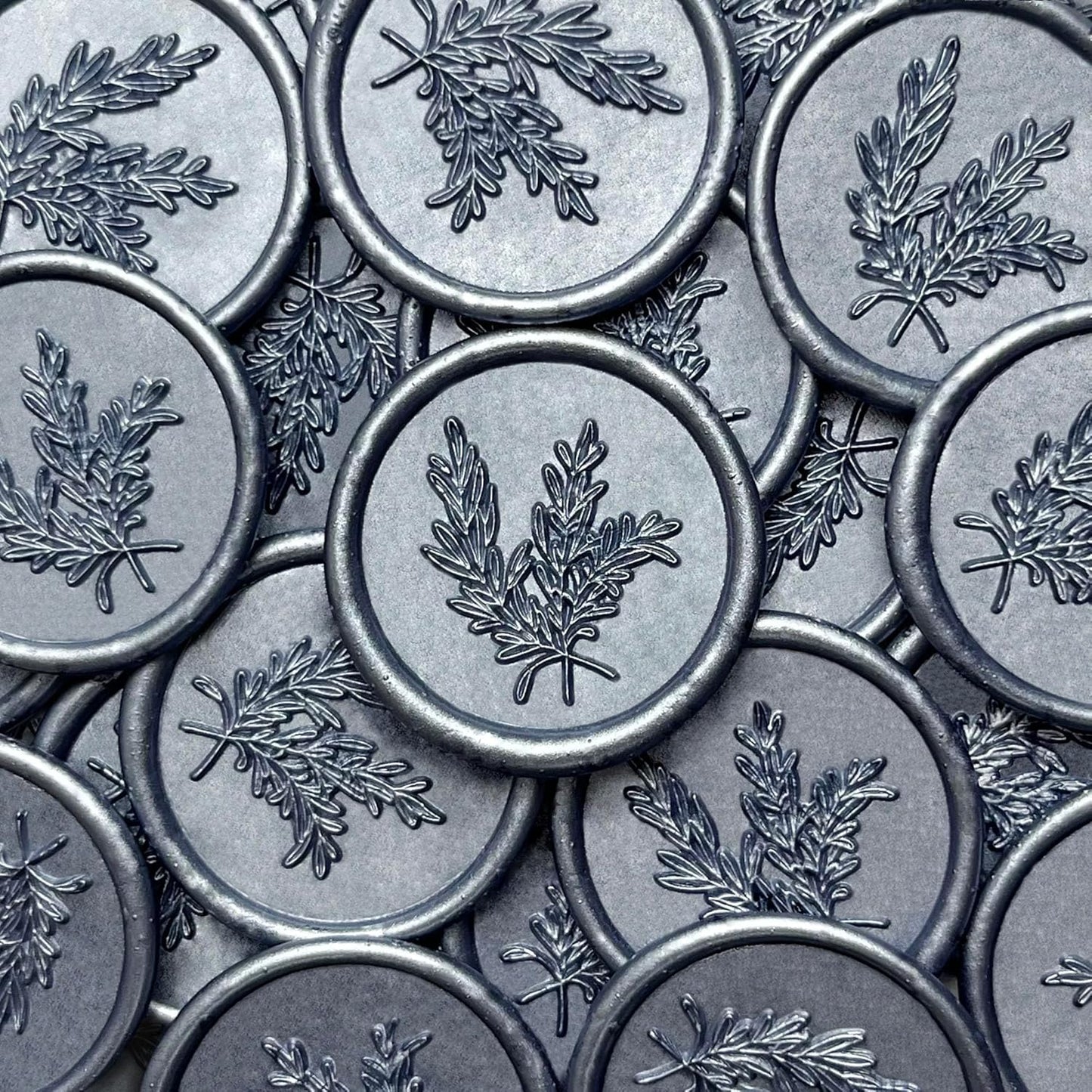 50Pcs Wax Seal Stickers Handmade Envelope Seals Self Adhesive Wax Stickers for Wedding Party Invitations, Envelope, Gift Wrap, Christmas(Rosemary Style, Gray Blue)