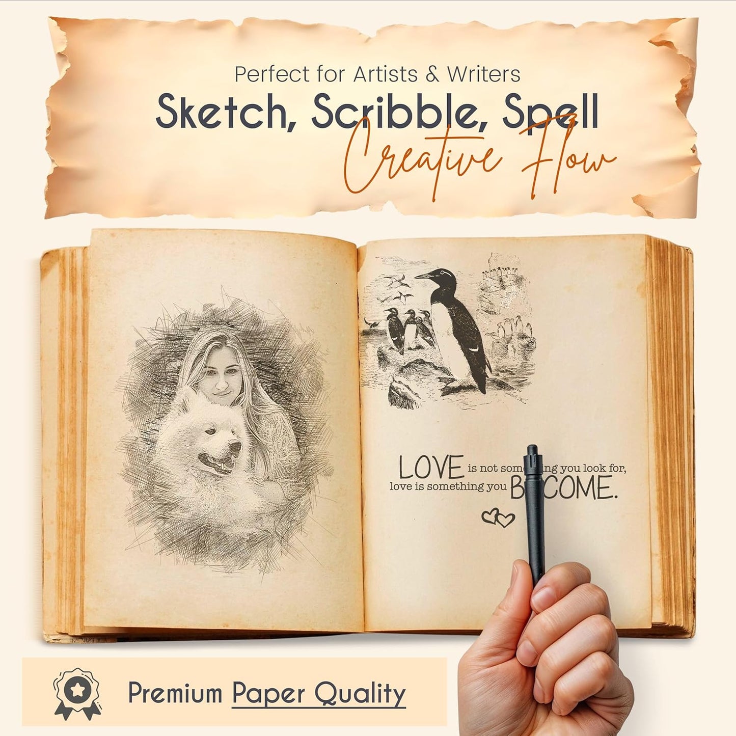 Black Doors of Durin Leather Journal – Book of Shadows Grimoire with Vintage Clasp Lock – Tolkien Lord of the Rings Inspired, 200 Page Antique Deckle Edge Vintage Leather Notebook