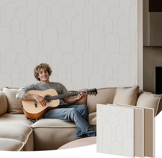 6 PCS Acoustic Panels, 23.6x23.6 Inch Sound Absorbing Panels, Decorative Acoustic Wall Panels for Recording and Home Studio, Office with Double-Sided Adhesive Tape