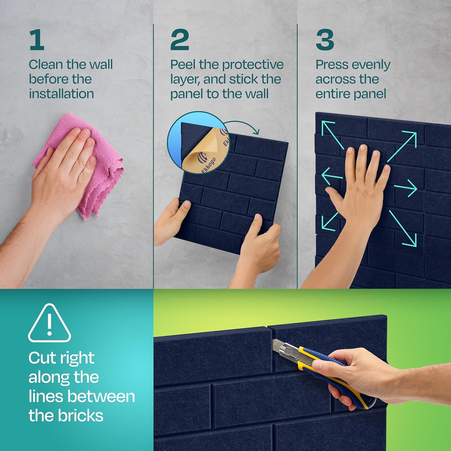 Acoustic Panels 18-Pack Soundproof Wall Panels 12"X12"X0.4" Brick Style Sound Panels Premium Sound Dampening Panels Easy Self Adhesive Installation - [Denim Blue]