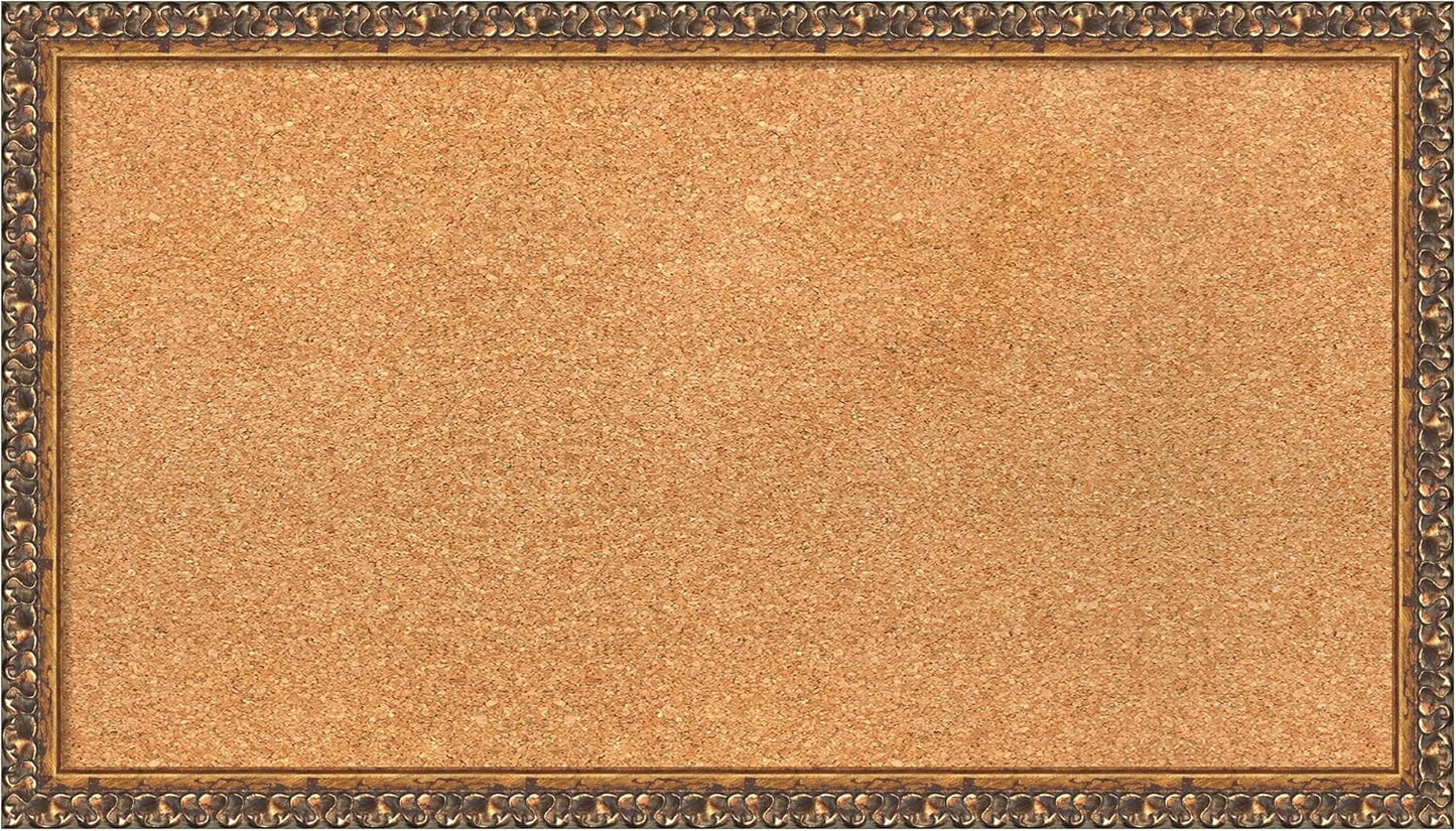 Amanti Art Natural Cork Board for Wall, 16x28 Vision Board with Bronze Frame, Medium Corkboard Office Decor for Home Organization, Traditional Corkboard Pinboard to Display Items for Home