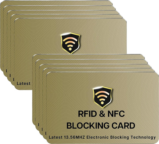 SaiTech RFID Protected Cards, Golden 10 Pack: Entire Wallet Purse Shield For Men & Women, NFC Contactless Bank Debit Credit Card Protector ID ATM Guard