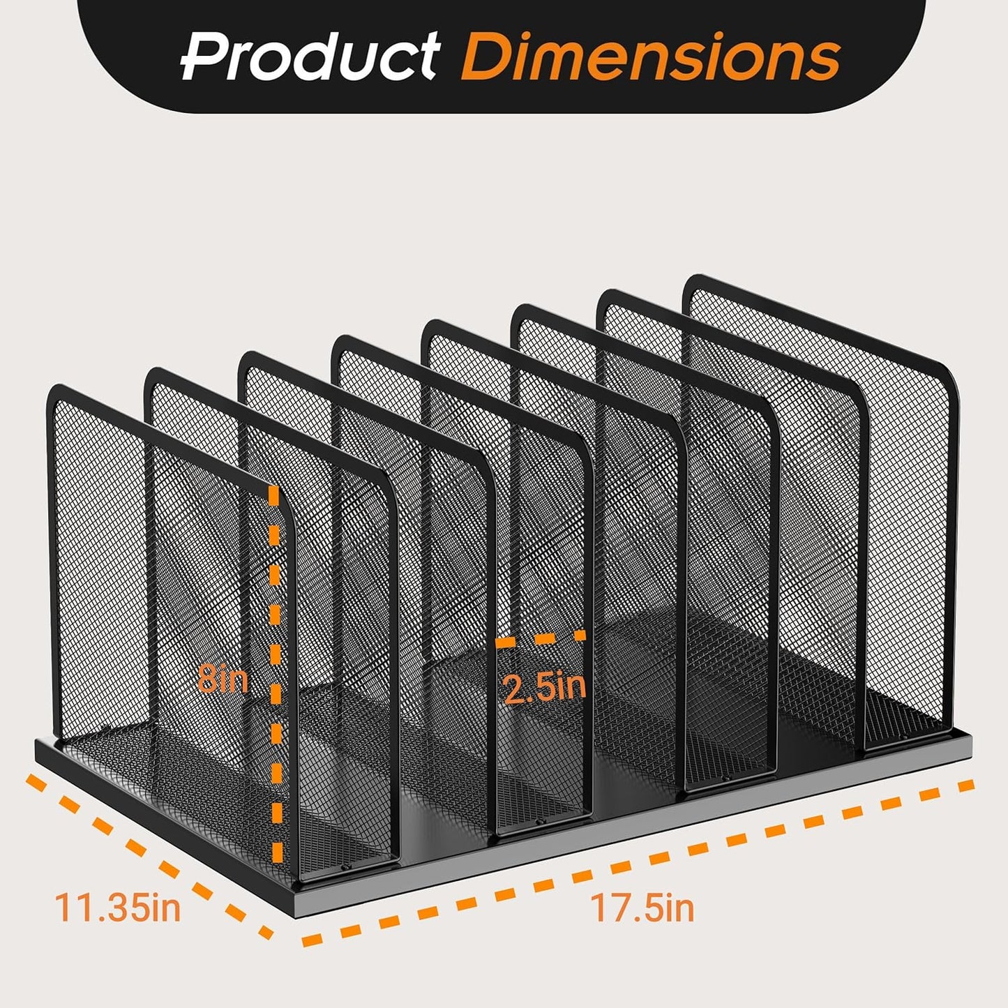 Kuntine.B Desk File Organizer 7 Upright Mesh Desktop Organizer File Sorter Office Organization File Holder for Home, Office & Classroom
