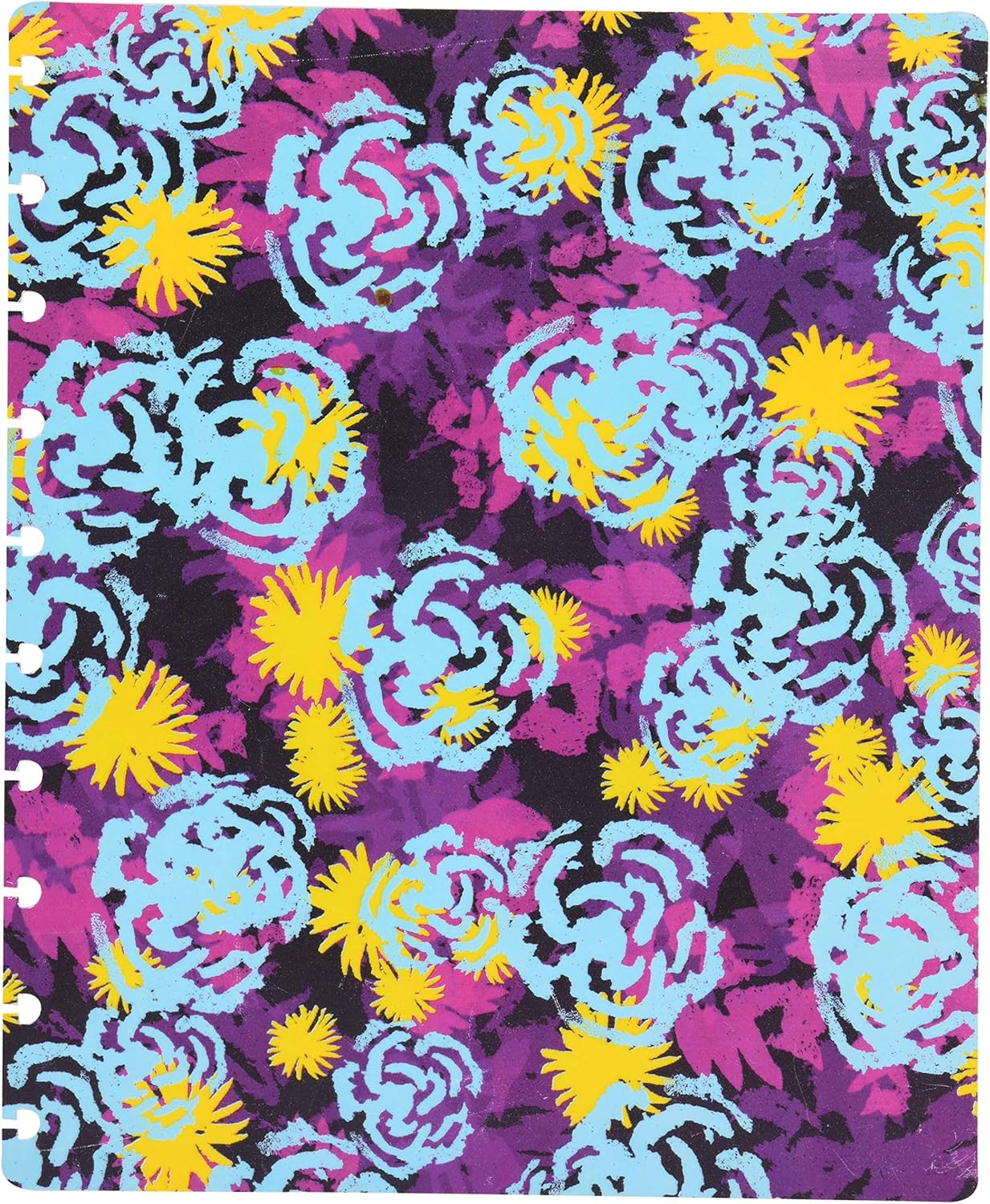 Talia Discbound Notebooks, Planner, Customizable, (xFunky Floral w/BBQ Mustard Discs, Midsize (7.5in x 9.75in))