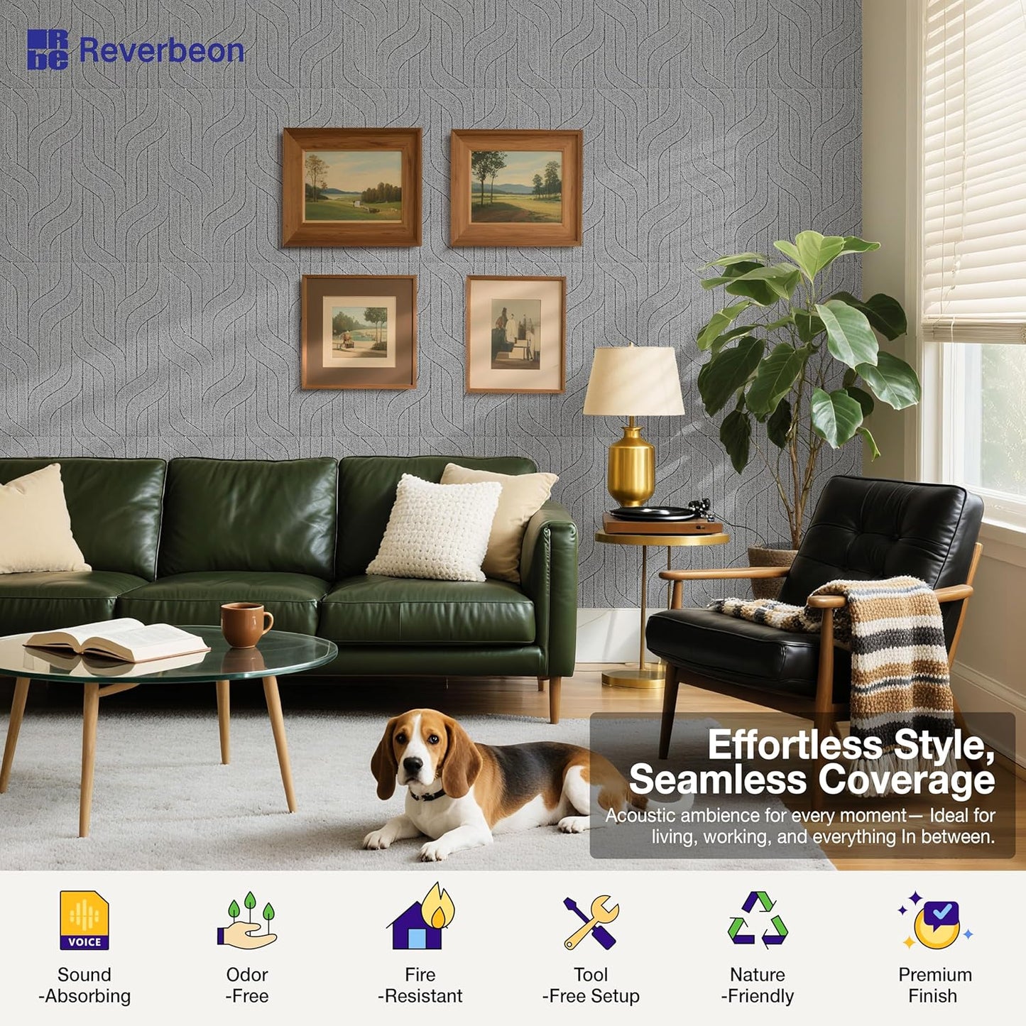 6 PCS Acoustic Panels, 23.6x23.6 Inch Sound Absorbing Panels, Decorative Acoustic Wall Panels for Recording and Home Studio, Office with Double-Sided Adhesive Tape