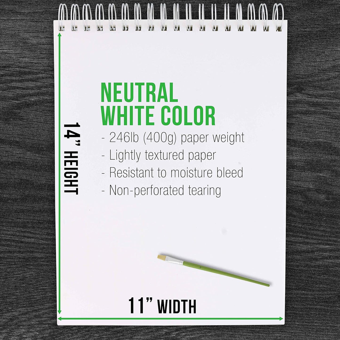U.S. Art Supply 11x14 Premium Heavy-Weight Acrylic Painting Paper Pad, 246lb (400gsm), 2 Pack, 12 Sheets, Spiral Bound, for Acrylic Paint