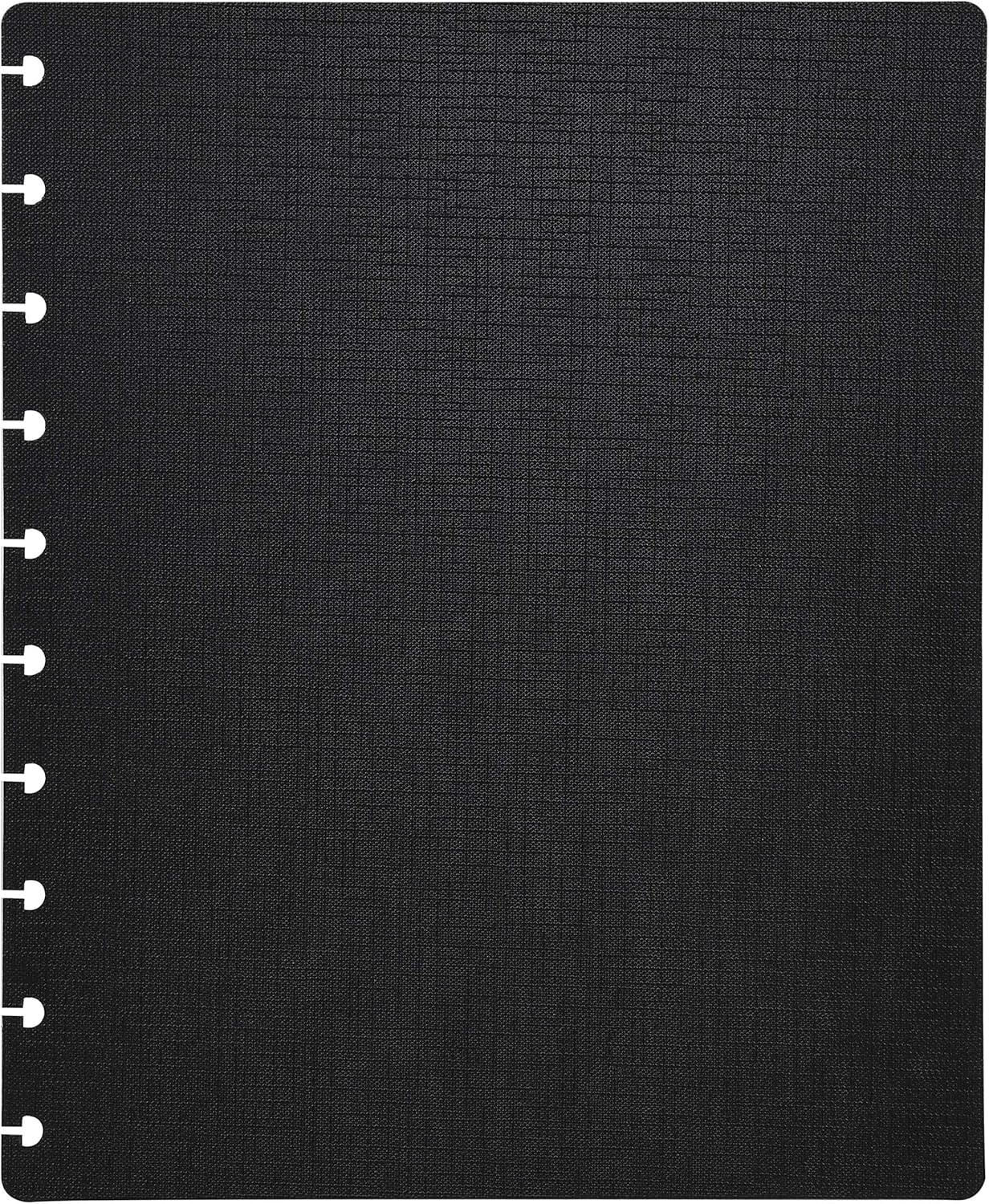 Talia Discbound Notebooks, Planner, Customizable, (yBlack w/Silver Discs, Midsize (7.5in x 9.75in))