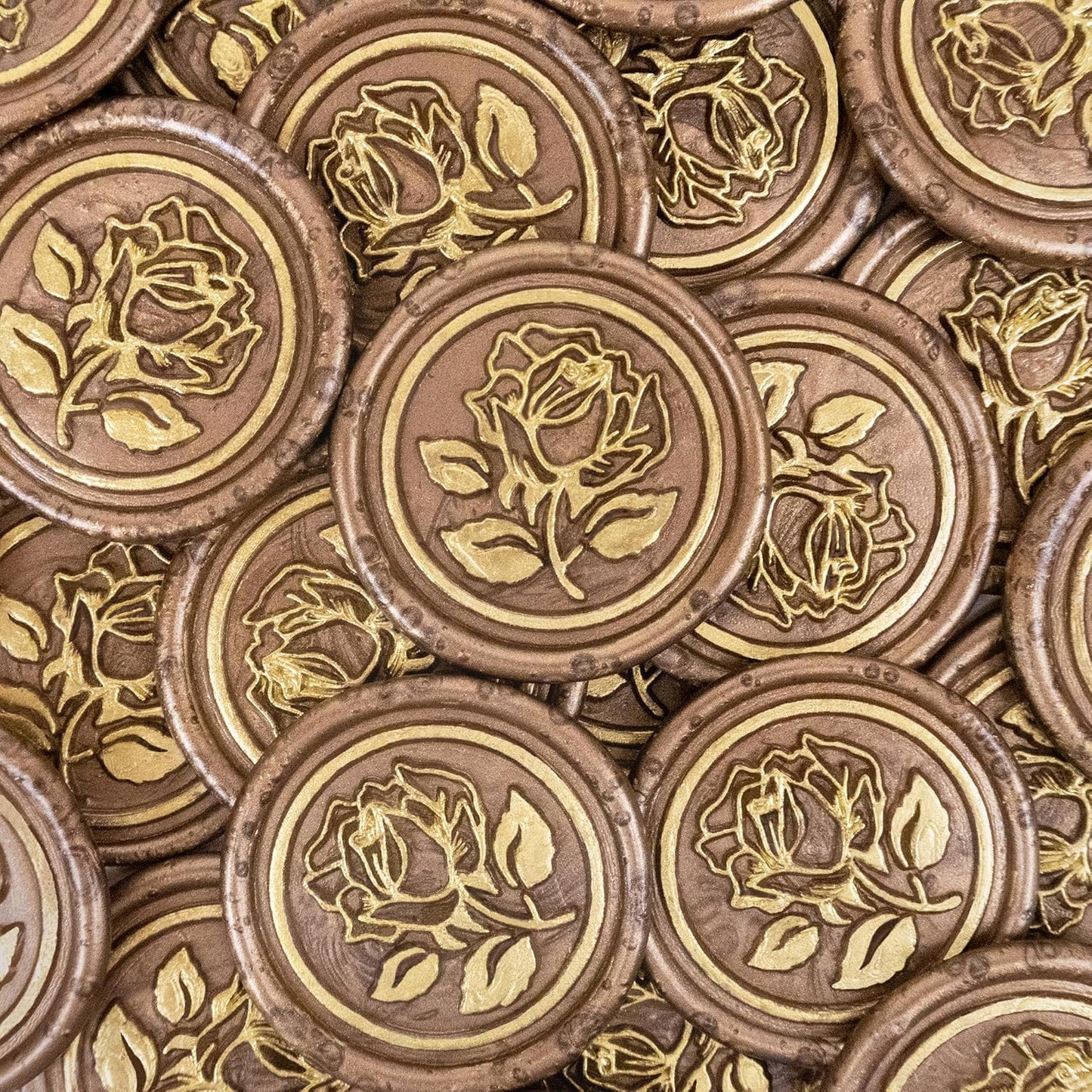 25Pcs Gold & Bronze Wax Seal Stickers - Handmade Envelope Seals, Self-Adhesive Wax Stickers for Wedding Party Invitations, Envelope, Gift Wrap, Christmas (Gold Rose Style, Bronze)