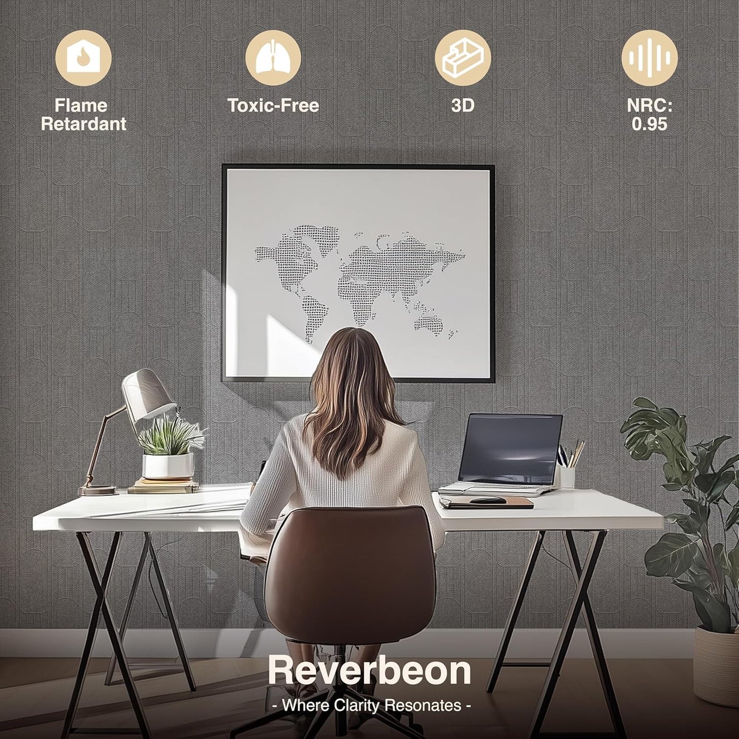 6 PCS Acoustic Panels, 23.6x23.6 Inch Sound Absorbing Panels, Decorative Acoustic Wall Panels for Recording and Home Studio, Office with Double-Sided Adhesive Tape