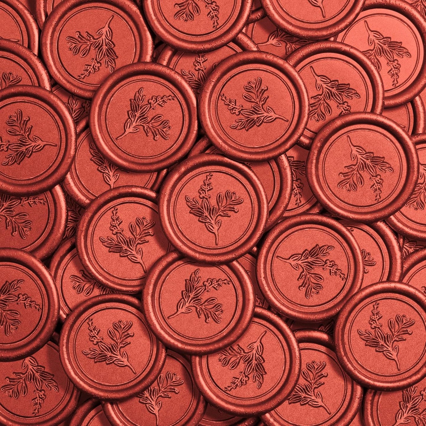Handmade Wax Seal Stickers - Wedding Invitation Envelope Seal Stickers, 25 Pcs Self- Adhesive Stickers, Perfect for Invitation, Christmas, Gift Wrapping (Ivy Style, Red Wax)