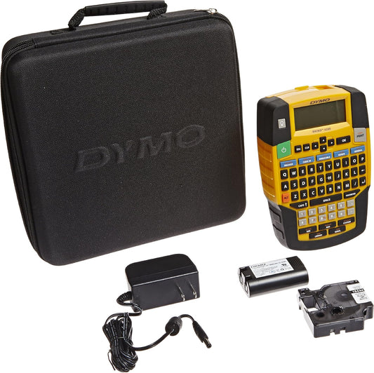 DYMO Rhino 4200 Industrial Label Maker Carry Case Kit with 1 Roll of 1/2" All-Purpose Vinyl Labels, Black on White