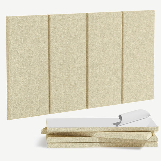 4PCS Acoustic Panels, 24"x12" Acoustic Panels for Walls, Self-Adhesive Sound Absorbing Panels for Home, Office, Studios (Khaki Beige)