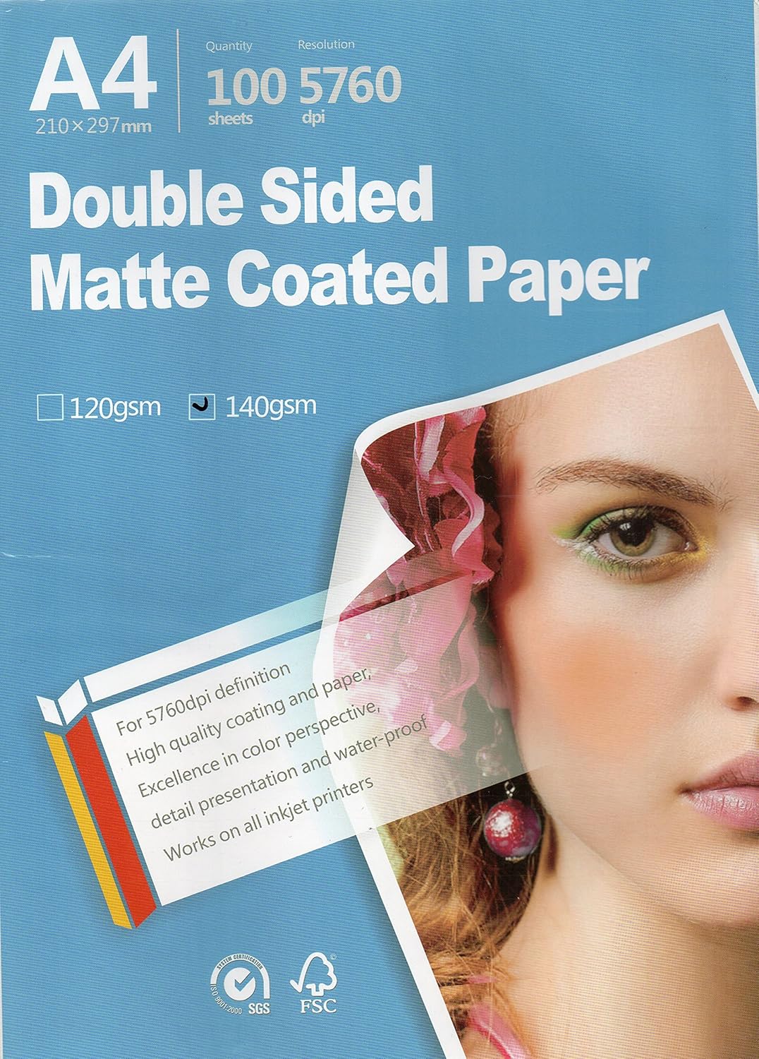 Picture Double sided matte all Inkjet printer Photo Paper 8.3"x11.7" A4 Size 100 sheets weight 120gsm